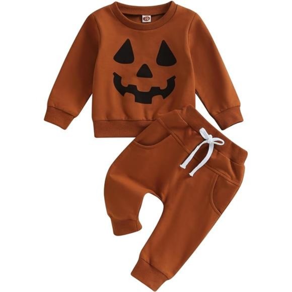 Baby Boy Halloween Pants Outfits Long Shirts Pumpkin Sweatshirt Pants Set